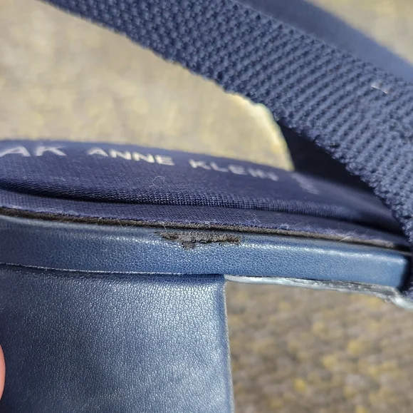 Anne Klein Navy Knit Slingback Heels Size 7 - Picture 5 of 14